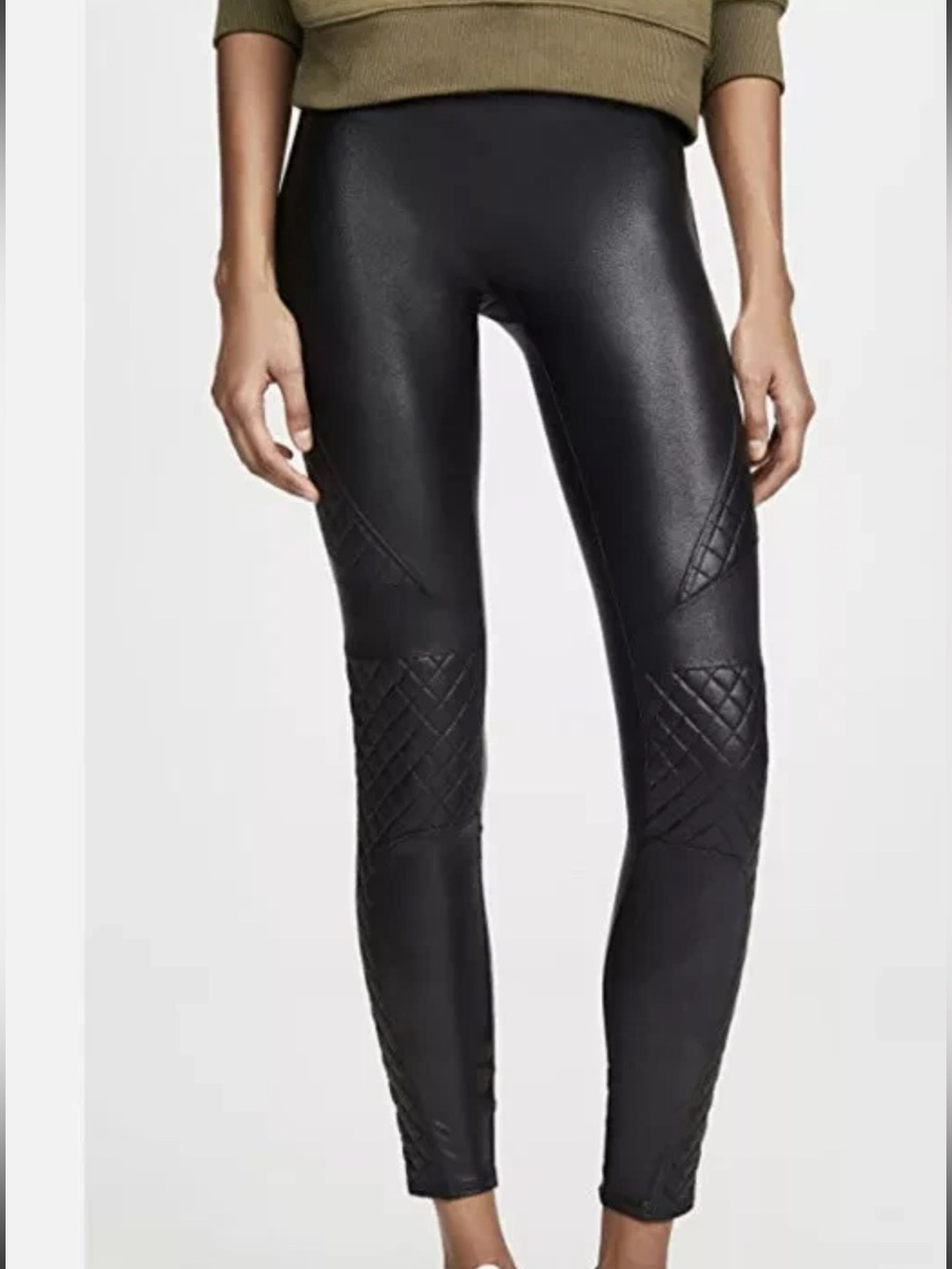 Spanx Pants Black Faux Leather Moto Leggings Size Small